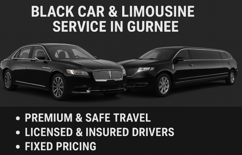 Black car and limousine in gurnee